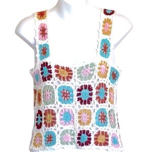 Vivid Crochet Y2K Square Neck Crop Top Sz S